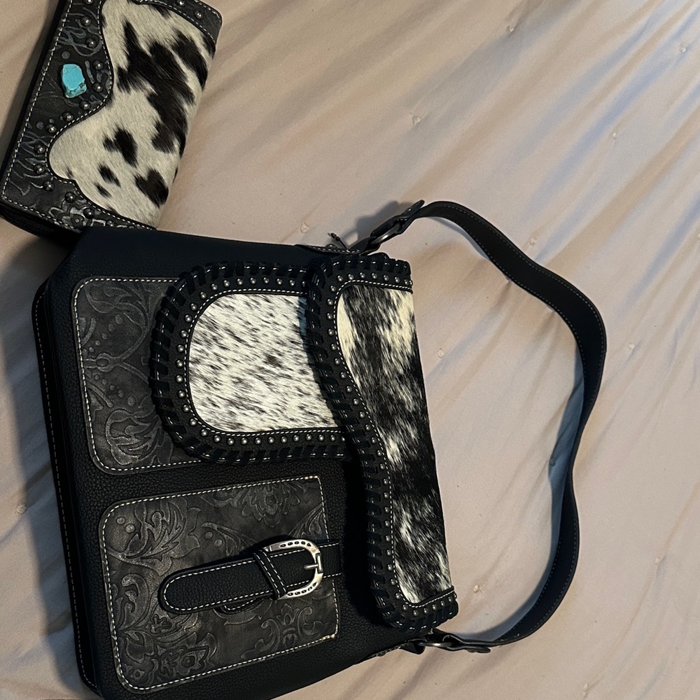 Montana West Black and White Women's Bag Set